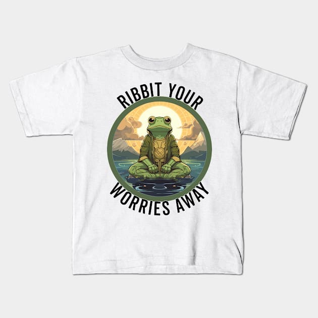 Ribbit Your Worries Aawy Kids T-Shirt by MotysDesigns